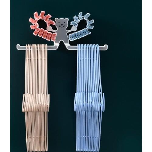 Clothes Hanger Holder Organizer Space Saving Clothes Hanger Storage Rack Punch Free Bathroom Organizer for Home