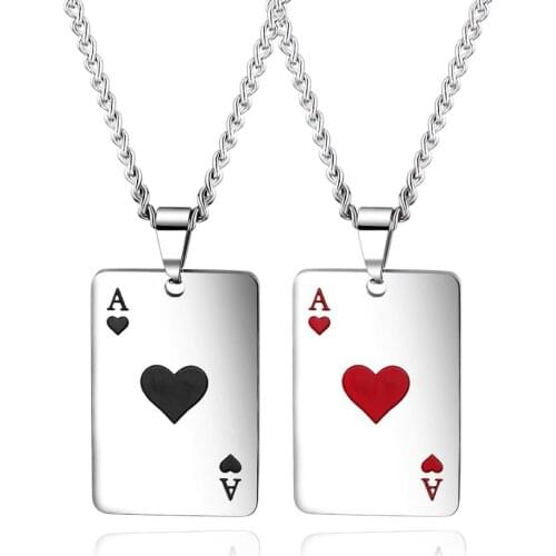 Couple Punk Poker Stainless Steel Pendant Necklace For Men Woman Link Chain Jewelry Gift Dropshipping Wholesale