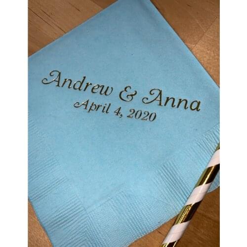 Personalized Napkins Wedding Engagement Honeymoon Cocktail Beverage Paper Anniversary Party Monogram Custom Luncheon