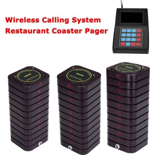 Restaurant Wireless Pager System 10-channel Guest Paging System Waiter Calling System 1KM Connection Distance Coaster Pager Call