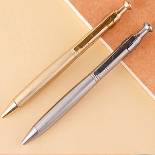 Handmade Stainless Steel Pen Solid Portable Pocket Pressing Clip Gel Pen Self Defense EDC Six -Arrise Pen 53g