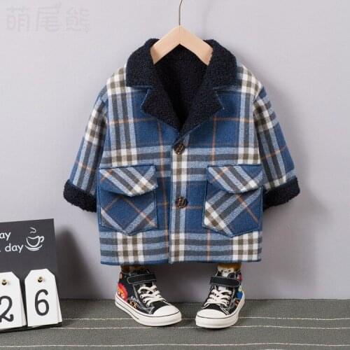 Boys Woolen Coats Autumn Winter Kids Fashion Thick Velvet Jackets Suits For Baby Boy Children Casual Outerwear 1 2 3 4Y Outfits