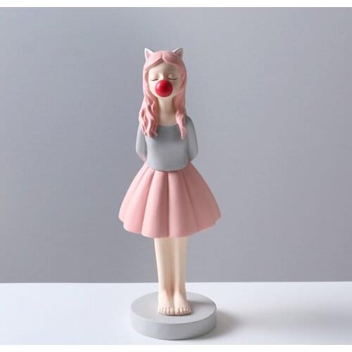 Nordic Resin Bubble Girl Ornaments for Home Livingroom Desktop Figurines Decoration Office Table Sculpture Craft Wedding Gift
