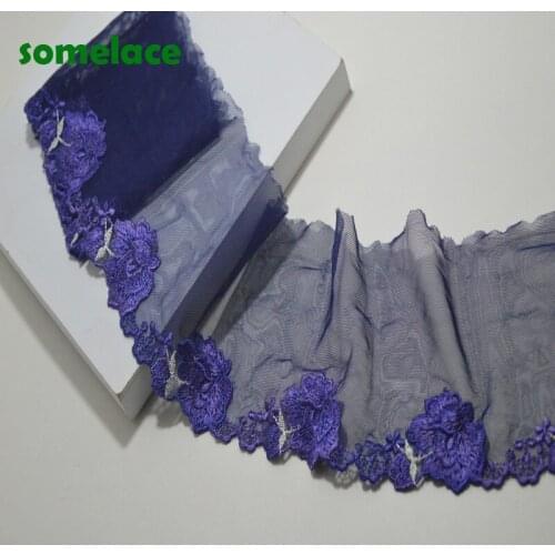 10YDS/lot dark blue gauze purple floral embroidery lace Hight quality lace fabrics embroidered lace Somelace19030102
