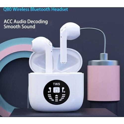 Q80 TWS Earphone Wireless Bluetooth Headphones AI Control Gaming Headset Stereo Bass With Microphone Noise Reduction