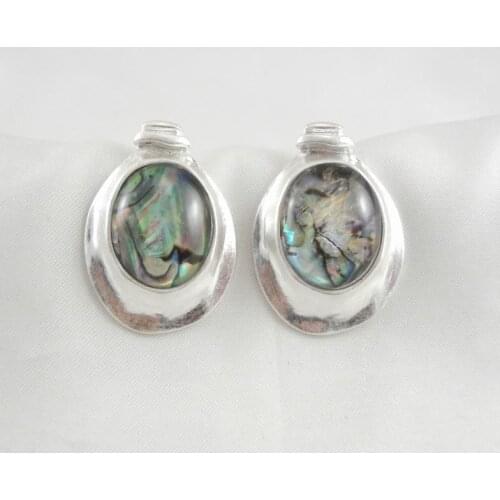Jewelry new style texture irregular retro alloy inlaid with color pattern shell exquisite Earrings