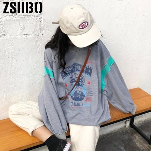 Mooirue Women Loose Restore Letter Printing Black Thin Pullover O-neck Hoddie Sweatshirt Girls White Gray Hoodies