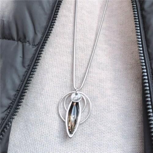 Anslow Creative Design Fashion Snake Chain Bijoux Crystal Pendant Charm Bijoux Long Neckalce For Women Female Gifts LOW0073AN