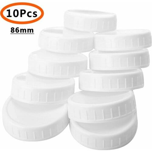 10Pcs Plastic Storage Caps Lids Ribbed for Standard Regular Mouth Mason Jar Bottle