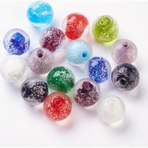 200pcs Mixed Color 12mm Round Handmade Luminous Lampwork Beads for jewelry Making DIY Bracelet Necklace Findings Hole: 2mm