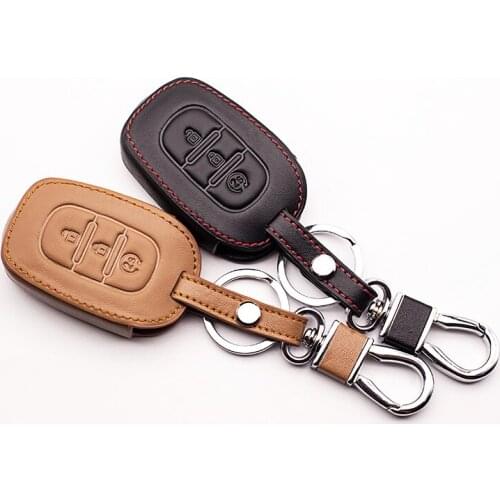2017 High Quality Leather Key Case for Renault Dacia Sandero Clio Megane Kangoo Modus Espace 3 Button Car Key Cover Key cases