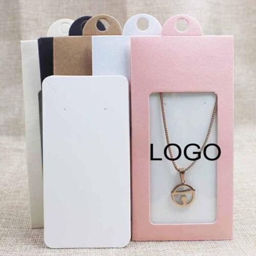 30pcs Custom Logo gift package& display window box candy box with hanger necklace /earring jewelry packing window box