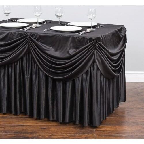 4 FT. 6 FT. ALL-IN-1 TABLECLOTH/PLEATED SKIRT table skirt with swag wedding stage table skirting for party birthday banquet