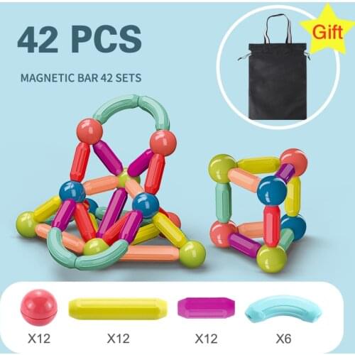42PCS Magnetic Blocks Set Constructor Magnetic Construction Early Learning Variety Rod Building Blocks for Children toys Gift