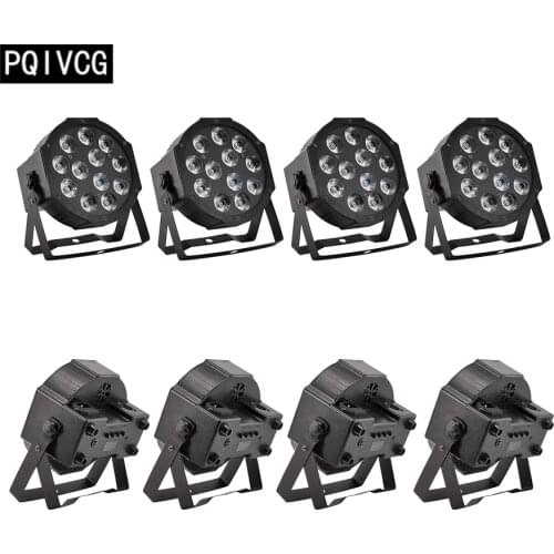 8 pieces / 12x12w led Par lights RGBW 4in1 flat par led IN/OUT Plug dmx512 disco lights professional stage dj equipment