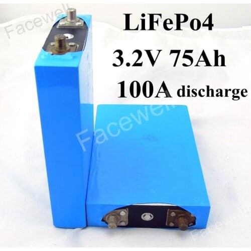 High capacity 3.2v rechargeable lifepo4 battery 3.2v cells 75Ah 100A for diy battery pack solar energy storage lifepo4 3.2v 50Ah