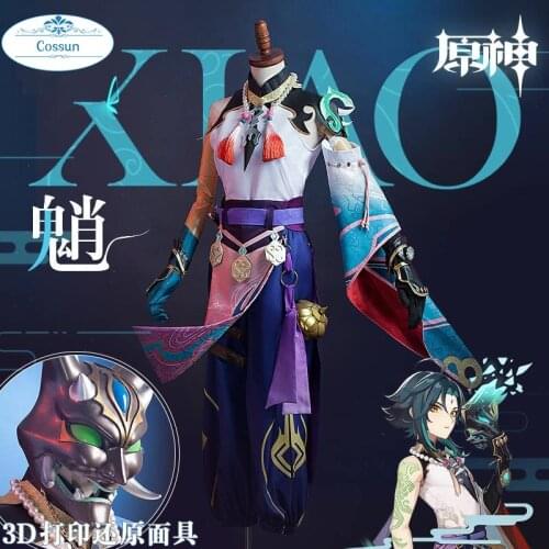 Anime! Genshin Impact Xiao Game Suit Gorgeous Handsome Uniform Cosplay Costume Halloween Carnival Party Outfit For Men 2021 NEW