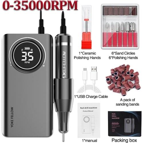 2021 Newest Nail Drill Machine 35000RPM Rechargeable Nail Gel Polisher Nail File Apparatus For Manicure Milling Machine