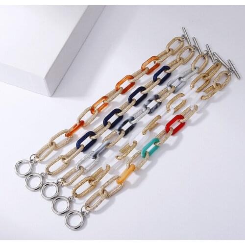 Fashion Hip Hop Multicolor Chain Bracelets for Women Retro Personality Frosted Twist Thick Chain Bracelets Female Party Jewelry