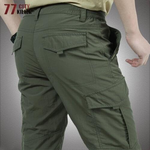 Military Style Cargo Pants Men Summer Waterproof Breathable Army Tactical Trousers Men Quick Dry Casual Lightweight Mens Joggers