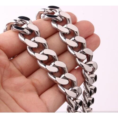 7/9/11/13/15mm High Quality 316L Stainless Steel Silver Color Cuban Curb Link Chain Mens Jewelry Necklace Or Bracelet Wholesale