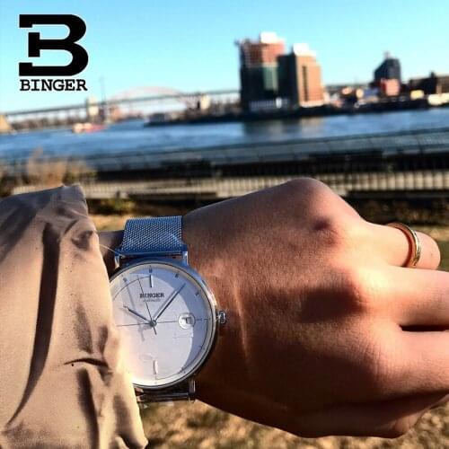 New Switzerland Mens Watches Luxury Brand Movement Men Watch Automatic Mechanical Wristwatches Sapphire Auto Date BINGER