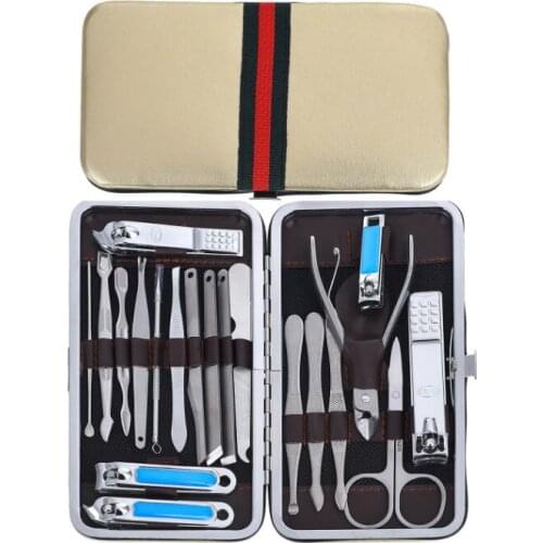 Gold color bag nail clippers set nail tools carbon steel 20pcs/set