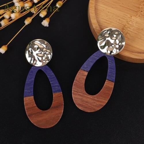 Wood Resin blue Drop Earrings Fashion Earrings For Women accessories Jewelry 2019 Statement Punk Earring Korean Minimalist Girls