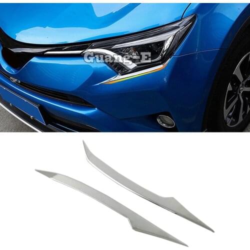 Free Shipping For Toyota RAV4 2016 2017 2018 Car Styling Body Head Front Eyebrow/Trim Light Lamp Frame Stick ABS Chrome 2pcs