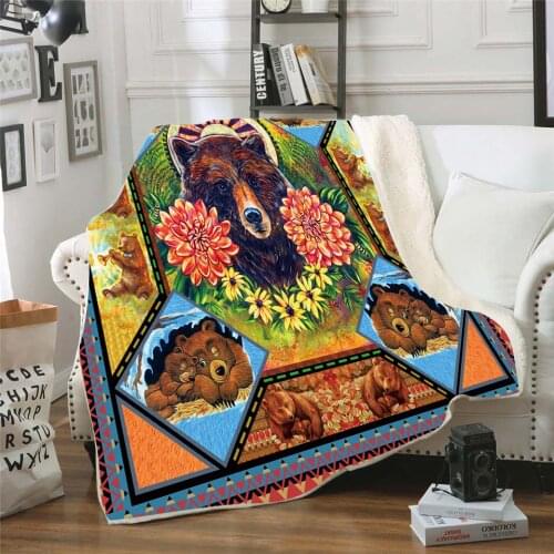 Bear 3D Printed Fleece blanket for Picnic Thick Fashionable Bedspread Sherpa Throw Blanket Drop Shipping 06
