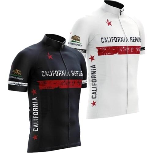 California Republic cycling jersey men short sleeve team bike jersey summer cycling tops white bicycle clothing