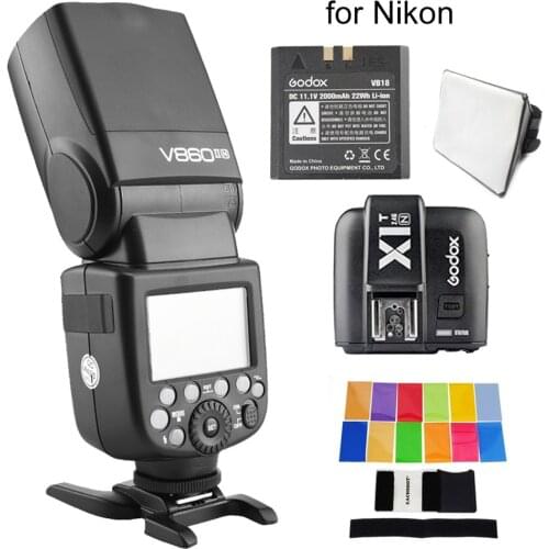 Godox V860II-N I-TTL Speedlight HSS 2.4G Flash for Nikon D3000 D5500 D80 D5300 Dslr Camera With Trigger+Color Filter+ Softbox