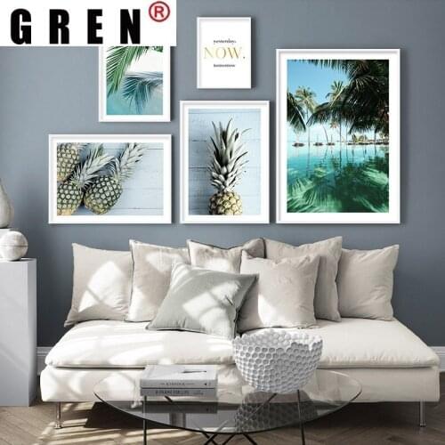 GREN Tropical Pineapple Palm Tree Bohemia Nature Landscape Canvas Painting Wall Art Print Poster Modern Room Living Decor