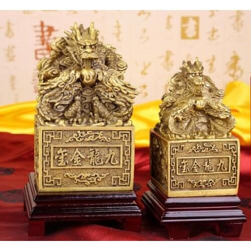 Kowloon decree feng shui brass dragon seal furnishing articles, Kowloon