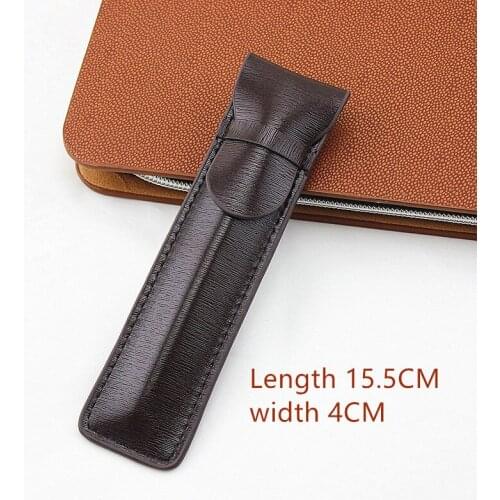 1pcs Leather Fountain Pencil Bag Handmade Genuine Pen Cases Cover Sleeve Pouch Office School Students Supplies