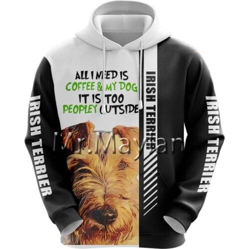 Irish Terrier 3D Printed Jacket Men/Women Harajuku Hoodie Unisex Casual Streetwear Sweatshirt Pullover sudadera hombre JP022
