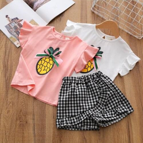Baby Girls Summer Clothes Kids Casual Cotton Print T-Shirt Plaid Short Pants Sets Toddler Girl Clothes Suits Children Clothing
