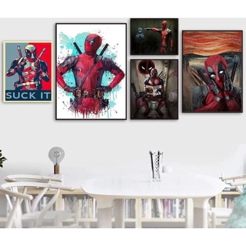 Marvel Movie Funny Spider-man Superhero Canvas Painting Posters and Prints Canvas Art for Living Home Room Bathroom Decoration