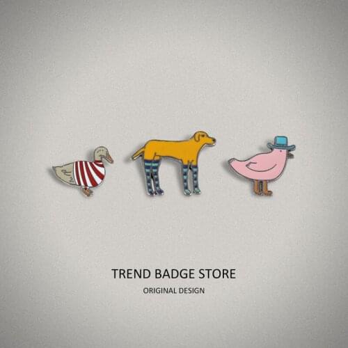 Chicken duck brooch female Japanese metal badge poultry animal travel commemorative dress alloy brooch accessories