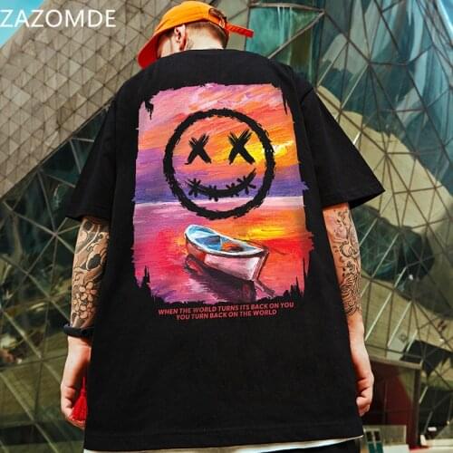 ZAZOMDE Fashion Man printing T-Shirt Summer Casual Man Loose O-Neck Tops Concise Pattern High Quality Cotton Short Sleeve Tees