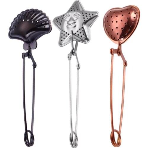 Stainless Steel Tea Strainers Seasoning Infuser Star Shell Oval Round Heart Shape Coffee Tea Filter Balls LX8746