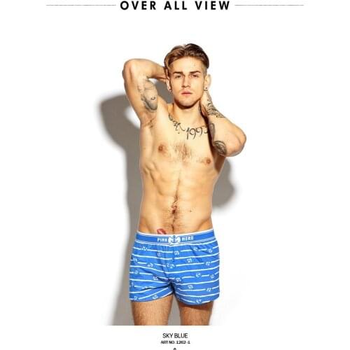 2016 New Men Home Trunk Mens Stretch Cotton Contrast Trunk Men Boxer Short Underwear lingerie intimate mens undergarment