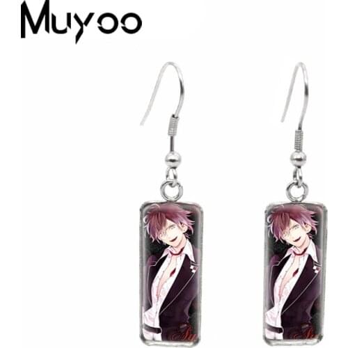 2020 New DIABOLIK LOVERS Anime Rectangle Fish Hook Earrings DIABOLIK LOVERS Komori Yui Sakamaki Shu Dangle Earrings