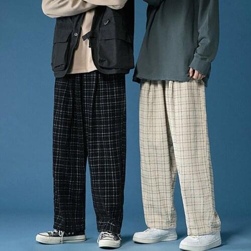 New Style Plaid Pants Spring And Autumn Loose Wide-leg Pants Hong Kong Style Trousers Vintage Harajuku Streetwear Dropshipping