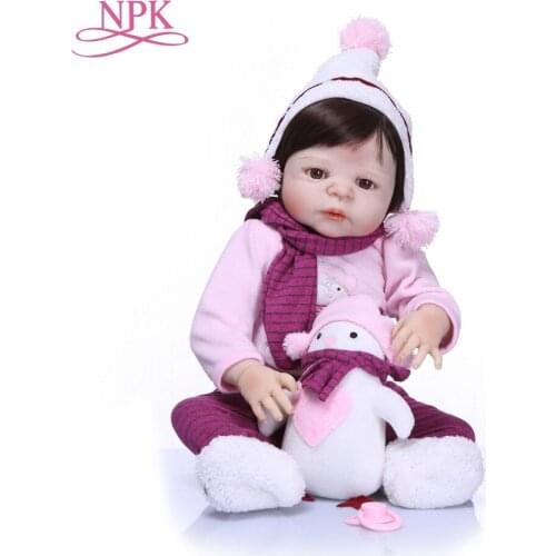 NPK 57CM Lifelike Reborn Baby Dolls White Skin Babies Doll Full Vinyl Body Fashion Dolls Bebes Reborn Menina For bebe Toy Gifts