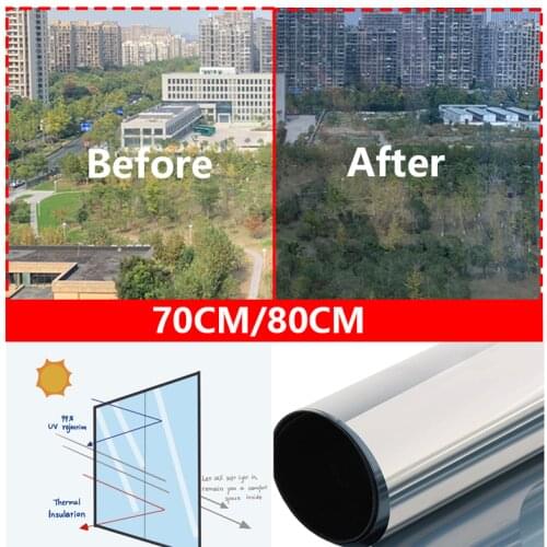 80CM/70CM One-Way Mirror Window Film Anti-UV Privacy Self-Adhesive Decorative Window Shades For Homes And Offices