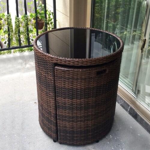 Wicker chair three-piece tea table combination patio outdoor small round table chair mini creative leisure chair balcony table