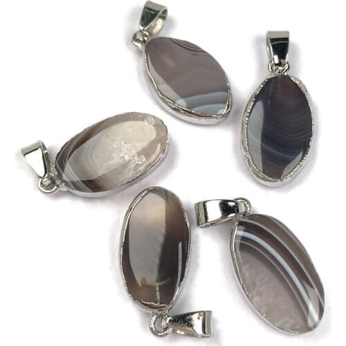 Natural Stone Striped agates Pendant Elliptical shape Exquisite Pendants charms for Jewelry making DIY Necklaces Accessories