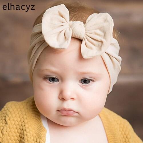 1PC New Cute Bow Nylon Headbands Soft Elastic Nylon Bow Head Wrap Nylon Headwear Turban Baby Hairband Girls Hair Accessories