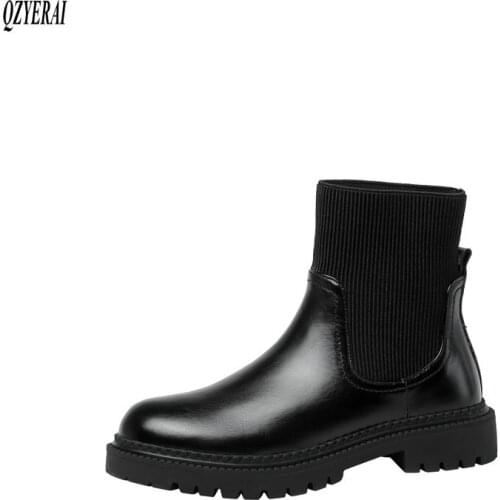 QZYERAI black Riding boots Genuine leather Female boots Womens boots Head layer cowhide Womens shoes shoes 34-40